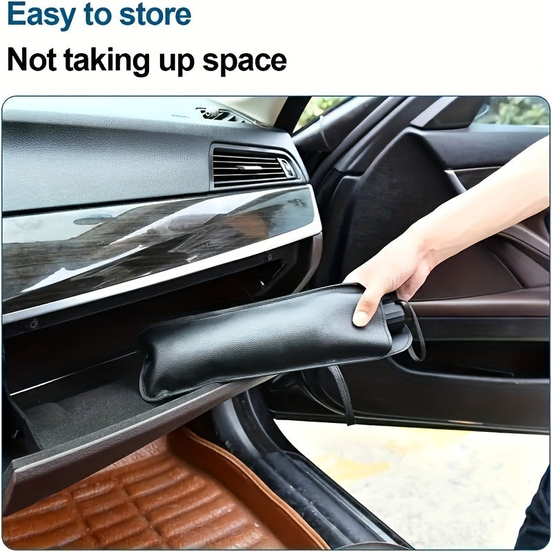 Compact UPF50+ Roll-Up Sunshade for Car Front Window