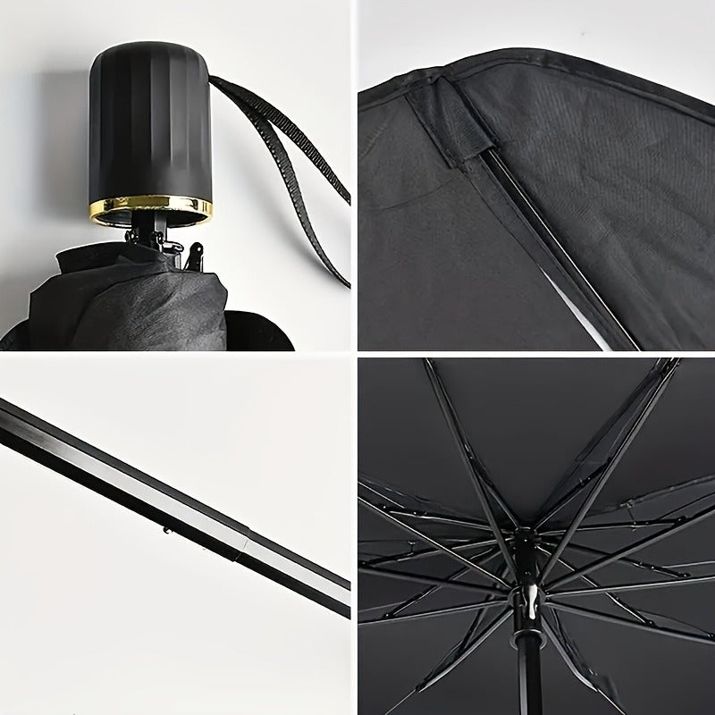 Compact UPF50+ Roll-Up Sunshade for Car Front Window