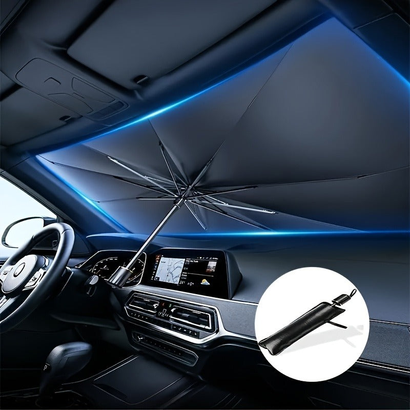 Compact UPF50+ Roll-Up Sunshade for Car Front Window