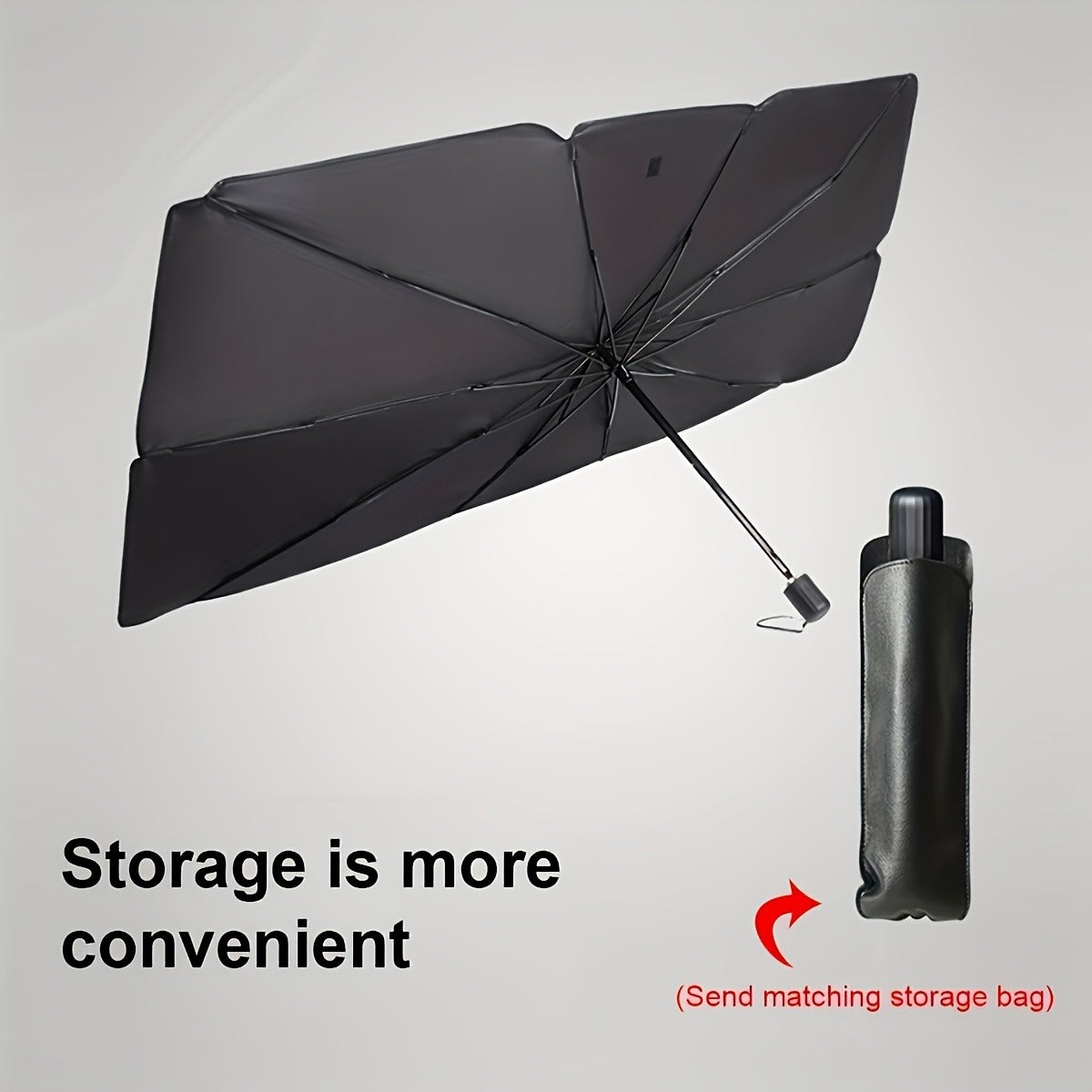Compact UPF50+ Roll-Up Sunshade for Car Front Window