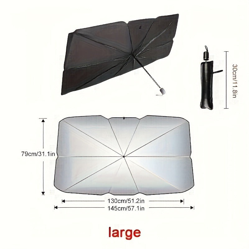 Compact UPF50+ Roll-Up Sunshade for Car Front Window