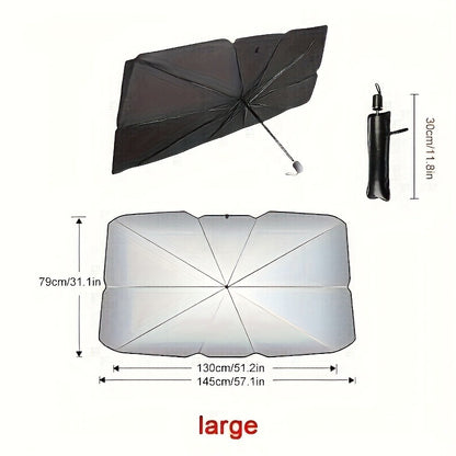 Compact UPF50+ Roll-Up Sunshade for Car Front Window