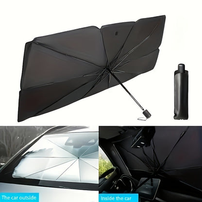Compact UPF50+ Roll-Up Sunshade for Car Front Window